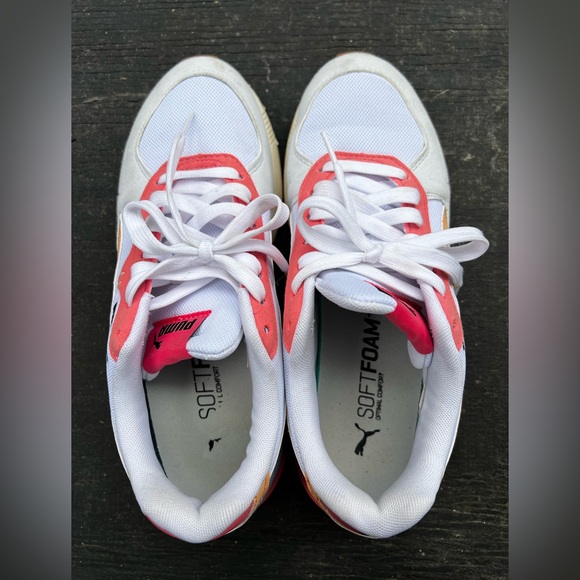 Puma White and Coral Sneakers - Picture 10 of 15